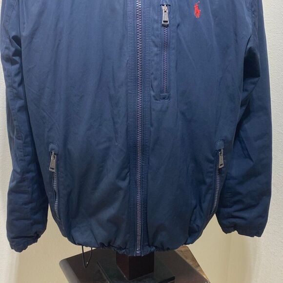 Polo Ralph Lauren Hooded Anorak Down Jacket Coat Navy Blue Men’s Size Large - Picture 3 of 12